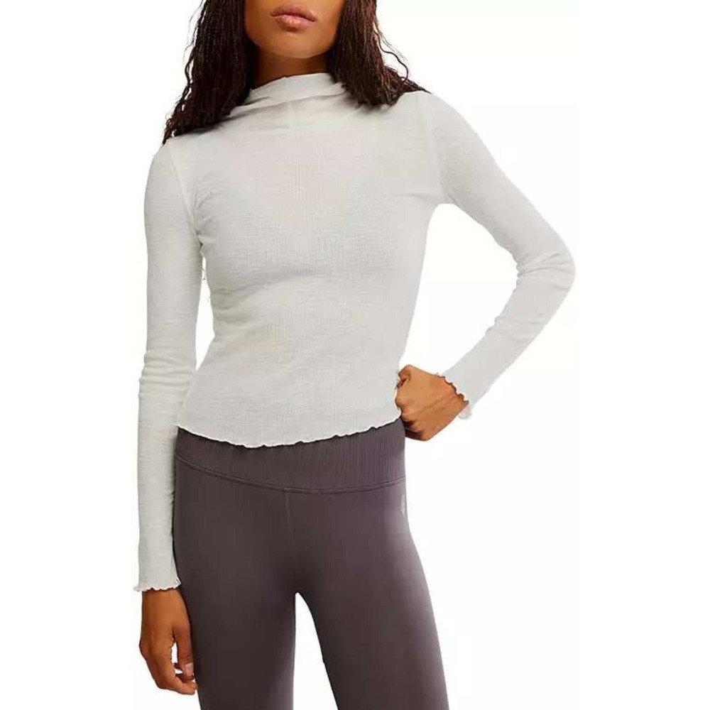 Free People Movement Hooded Top Women Small White Excellent Ribbed Thermal